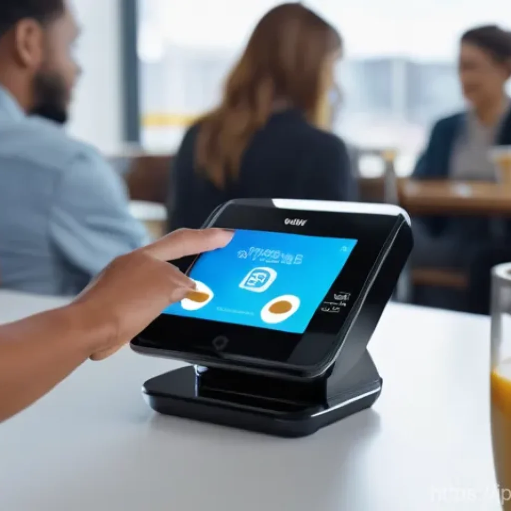 CBDC의 사용자 인터페이스 디자인 - **Prompt:** A diverse group of people in a bright, futuristic cafe. A young professional, neatly dre...