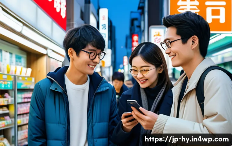 CBDC의 사용자 수용도 조사 결과 - A modern Japanese city street scene at dusk with diverse people using digital payments on their smar...