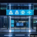 CBDC와 디지털 자산의 법적 지위 - A futuristic digital currency exchange scene featuring a sleek, modern central bank building illumin...