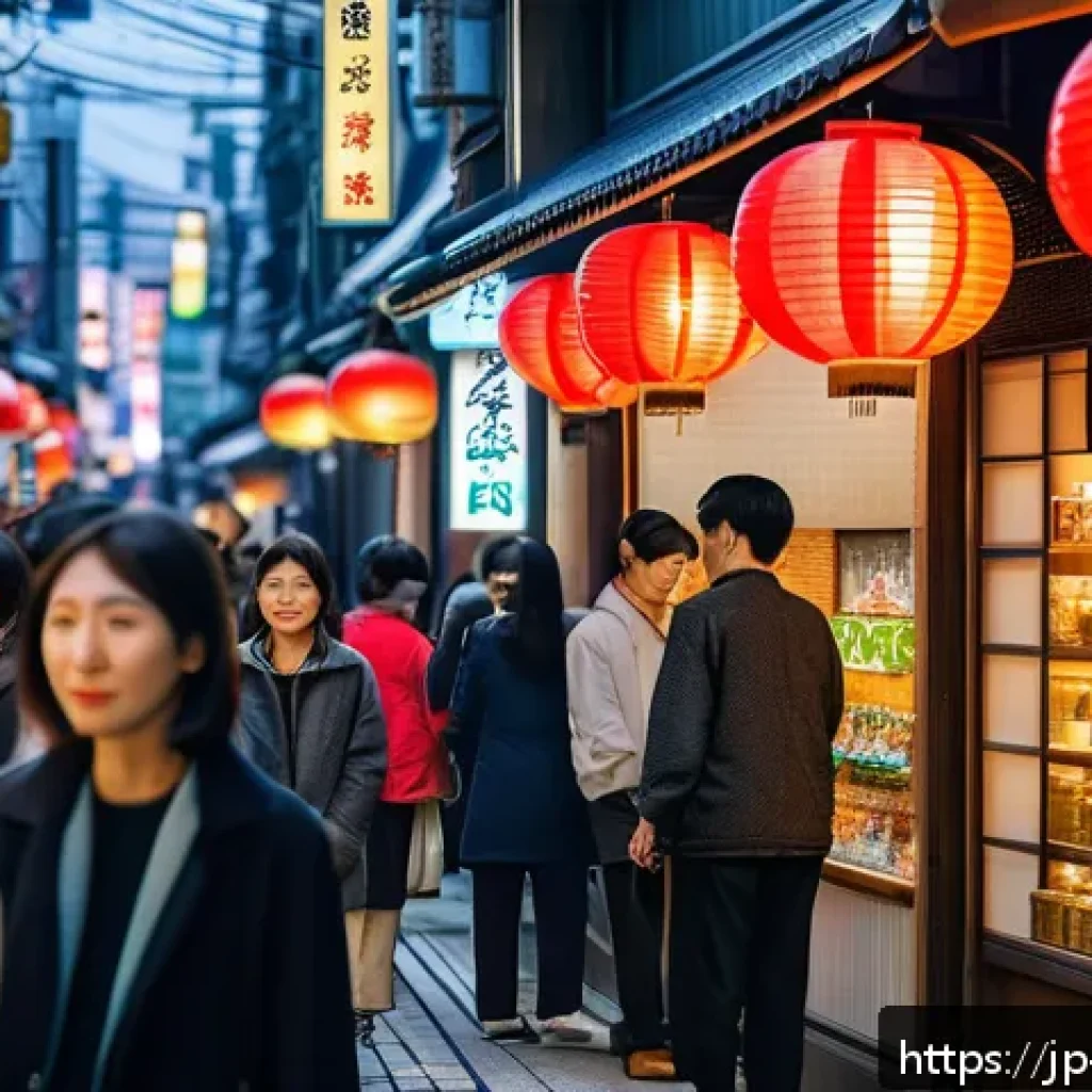 중국 디지털 위안화와 그 영향력 - A bustling Japanese urban street scene in the near future, showcasing diverse people using smartphon...