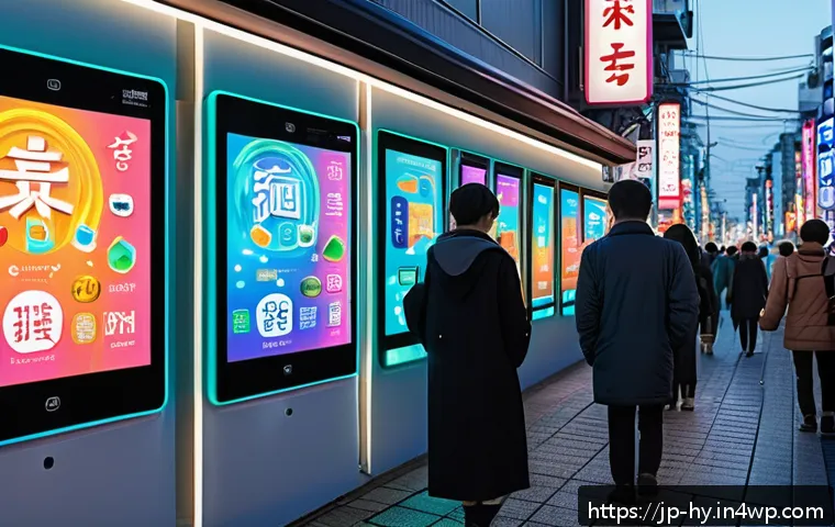 CBDC 개발의 사회적 경제적 비용 - A futuristic urban scene in Japan at dusk, showcasing diverse people using digital currency on smart...