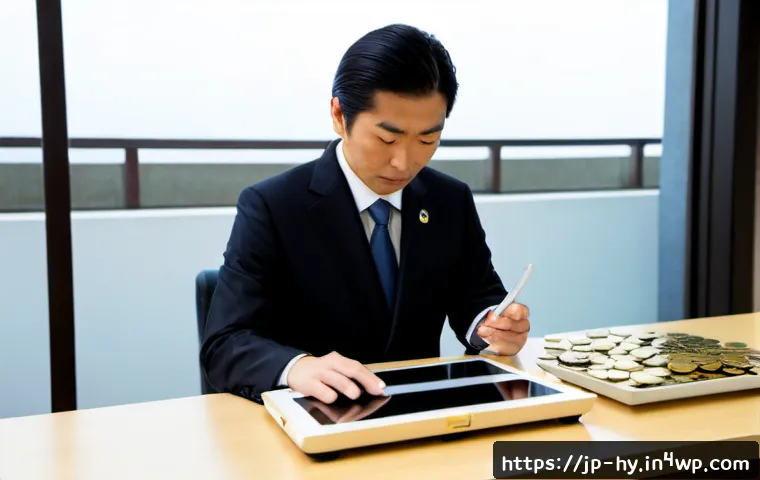 CBDC의 법적 지위 및 규제 동향 - Photorealistic modern Japanese government finance office, a legal professional in a dark business su...